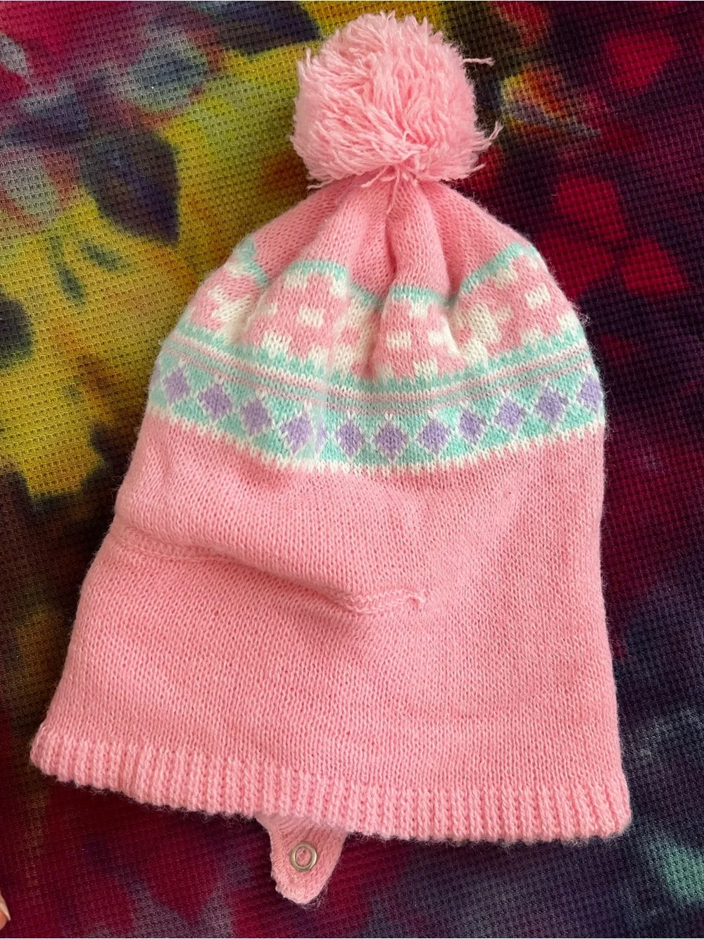 🩷 Vintage 90s Knit Pom Pom Beanie Winter Hat